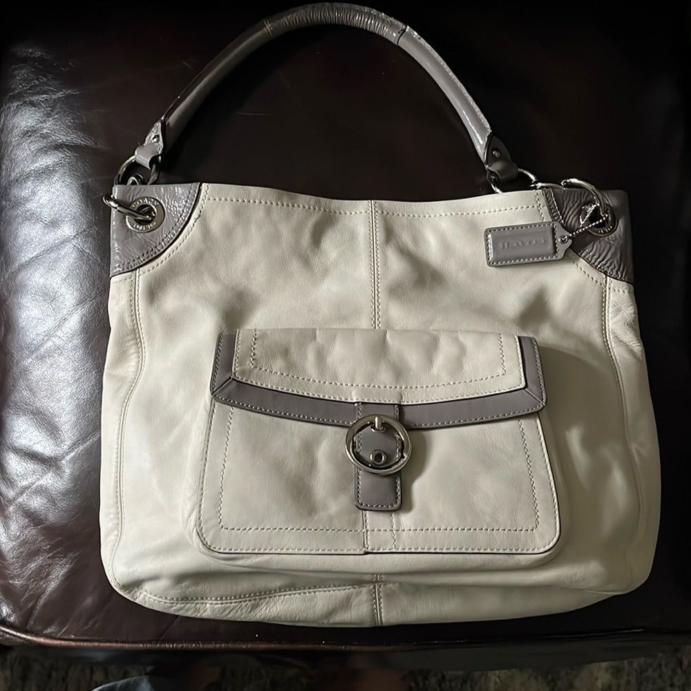 Coach Off-white & Grey leather handbag